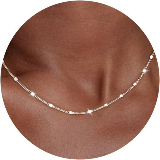 Carffordo Collar de plata de ley 925, collar de cadena de plata par...