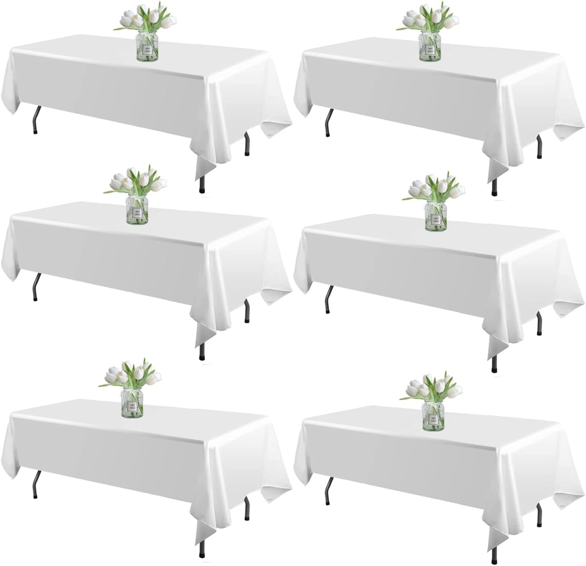 WIGENIUS Paquete de 6 manteles blancos rectangulares de 60x102 pulg...