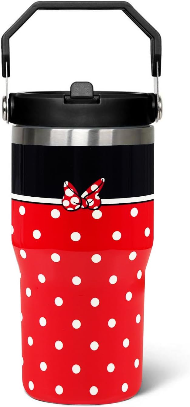 Sxdcfrs Vaso de ratón de dibujos animados de 20 oz con popote y man...