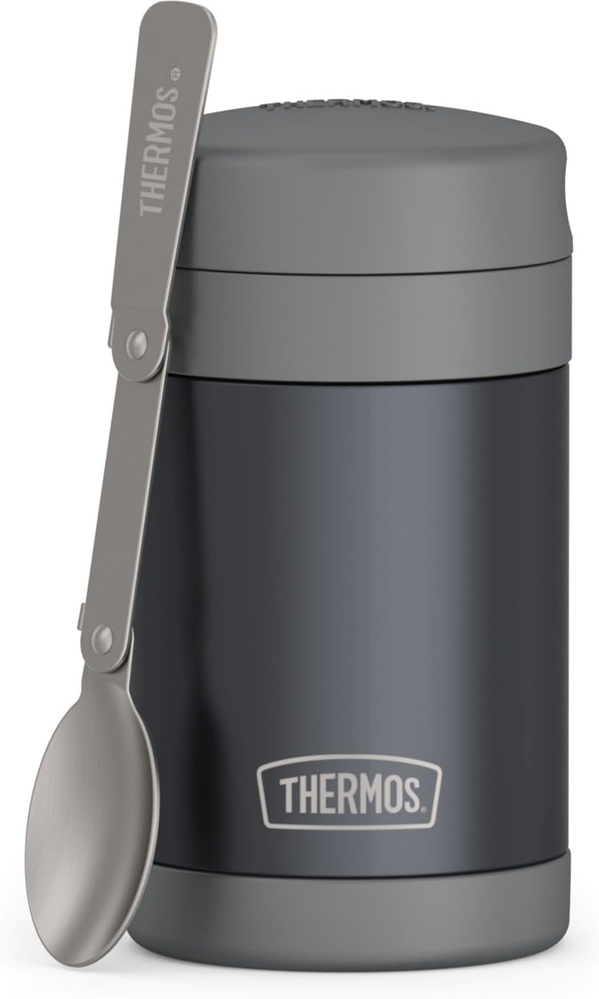 THERMOS FUNTAINER - Tarro de comida con cuchara, 16 onzas, carbón m...