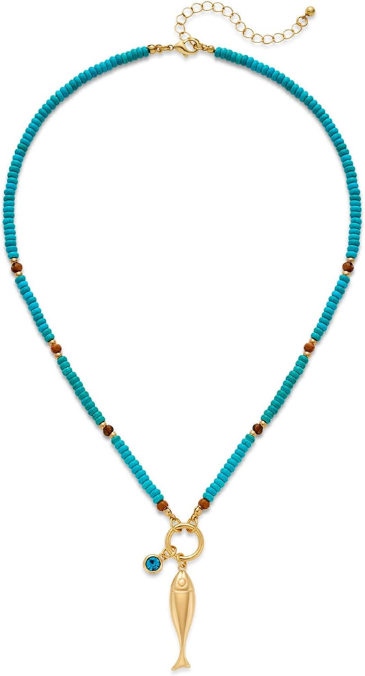 MYCUTEY Collar de pez dorado para mujer, collar de palanca de hilo...