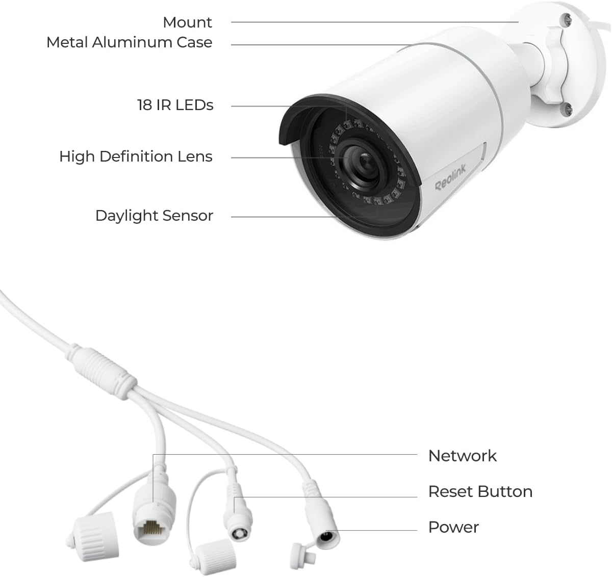 REOLINK Cámara de seguridad PoE de 5MP RLC-510A, visión nocturna IR...