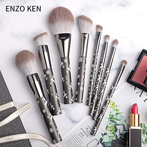 Juego de brochas de maquillaje de pelo de cabra natural profesional...