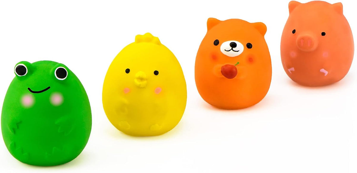 CHIWAVA 4PCS 2.4" Squeak Latex Puppy Toy Funny Animal Sets para...