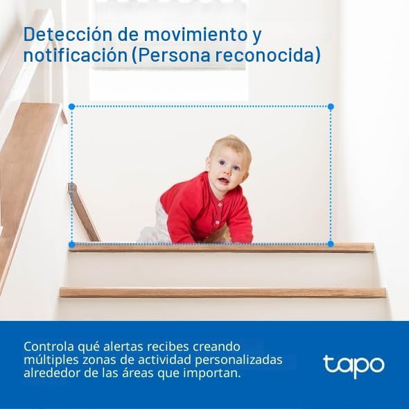 Tapo - Cámara de seguridad 2K Pan\/Tilt para monitor de bebé, cámar...