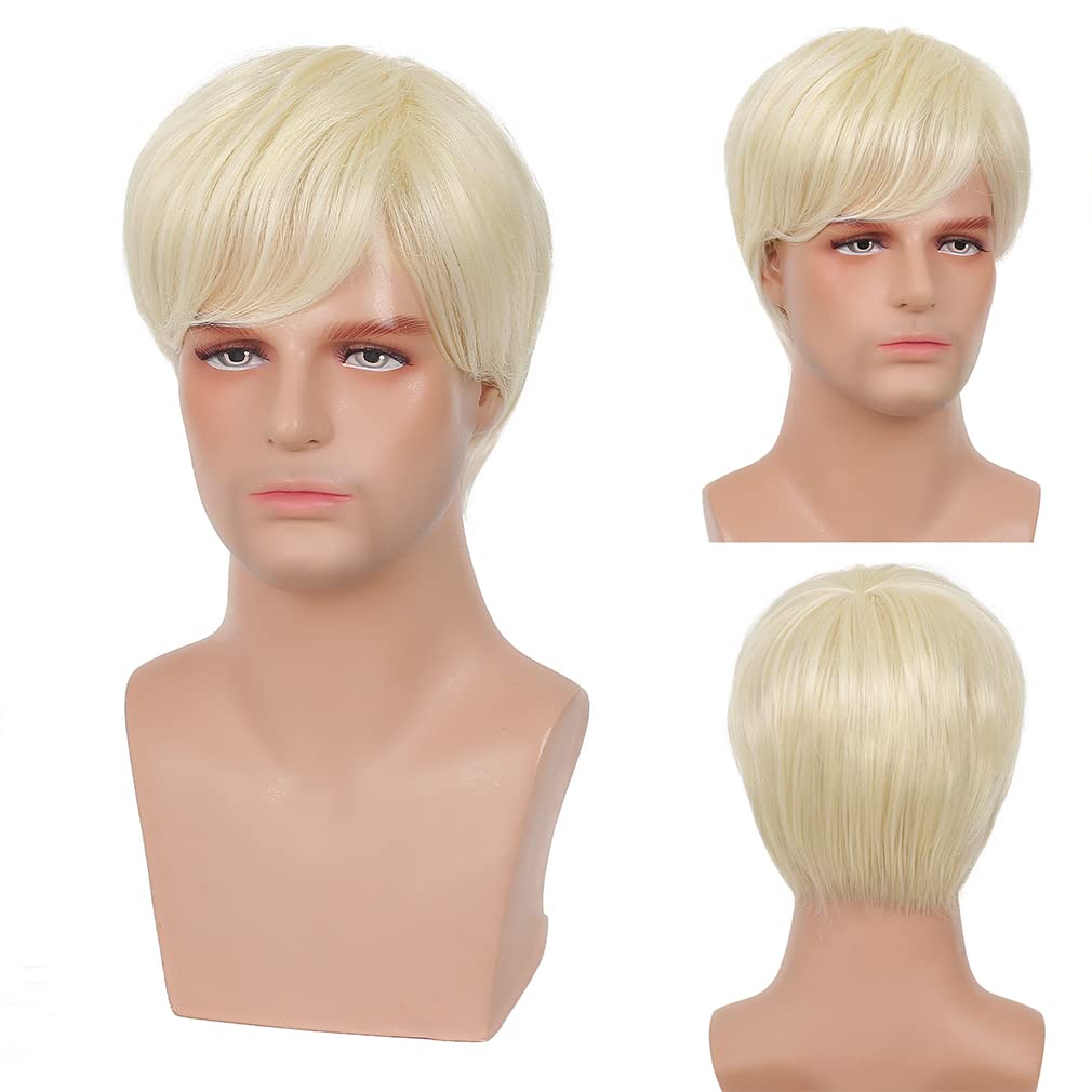 RicHyun Peluca corta rubia para hombre, peluca de repuesto de cabel...