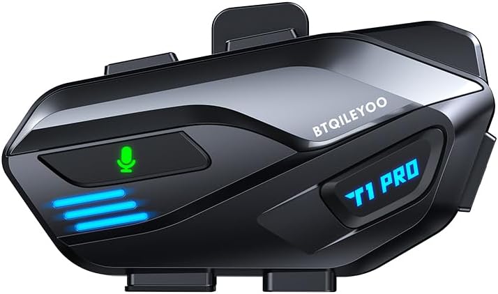 BTQILEYOO - Auriculares Bluetooth para motocicleta, T1PRO Bluetooth...
