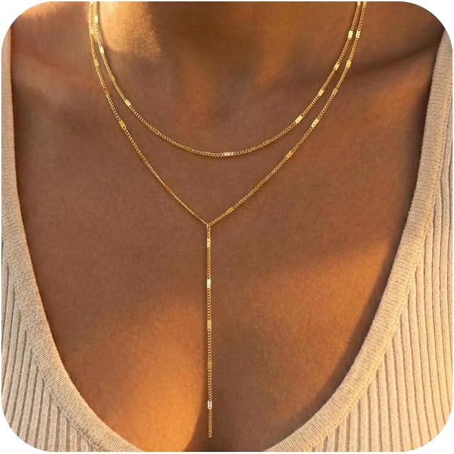 Remmocy Collar de oro y plata para mujer, chapado en oro de 14 quil...