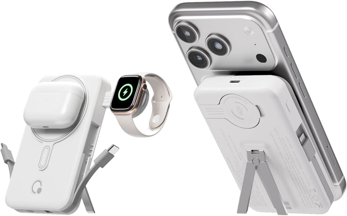 Q Cargador portátil inalámbrico magnético de 10,000 mAh, batería ex...