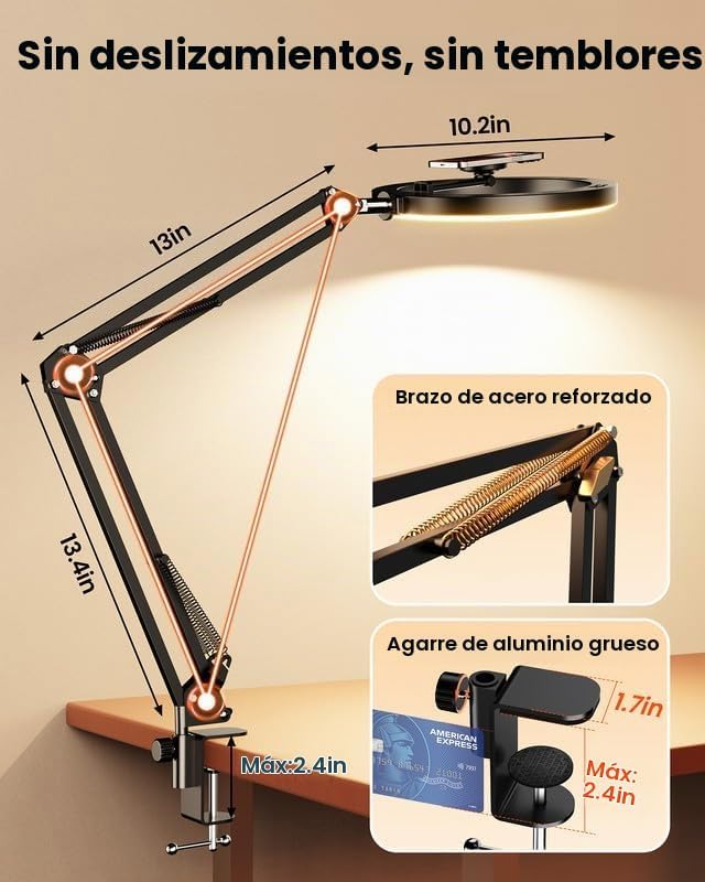 Anillo de luz magnética para escritorio, luz para selfie de 10 pulg...