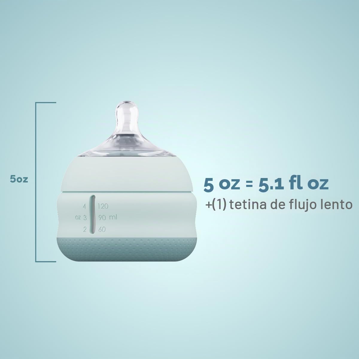 Babaloo Biberón de silicona para bebé, sin aire, anticólicos, 5 onz...
