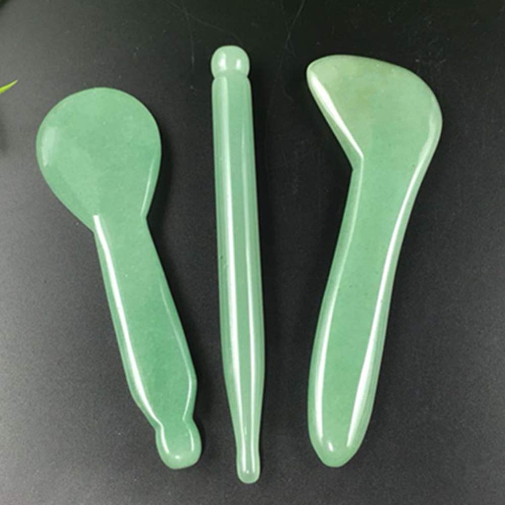 TOP SEWING Gua Sha - Herramienta facial de piedra de jade natural,...