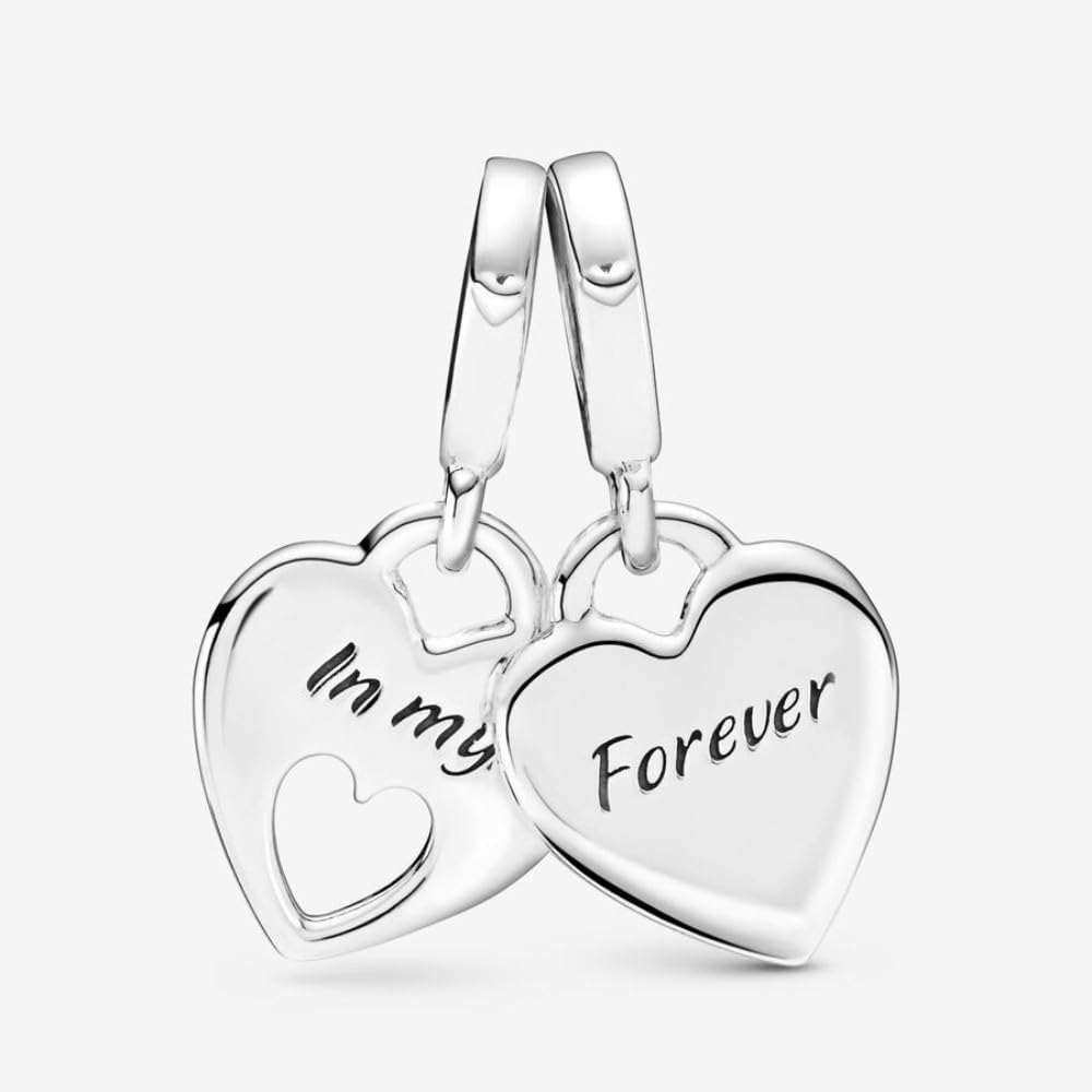 PANDORA Double Heart Split Dangle Charm | Plata de ley y esmalte, j...