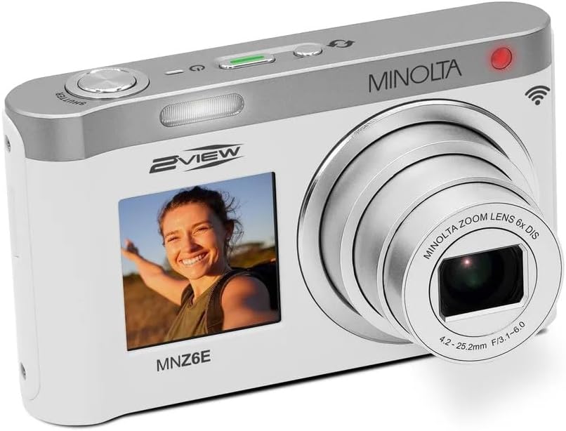 Minolta MNZ6E 2VIEW 64MP 6X Cámara WiFi con zoom óptico, 4K UHD, pa...