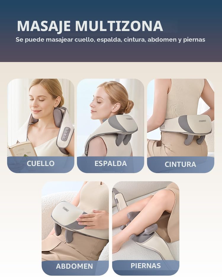 OSMING Masajeador inalámbrico de cuello y hombros con calor, Shiats...