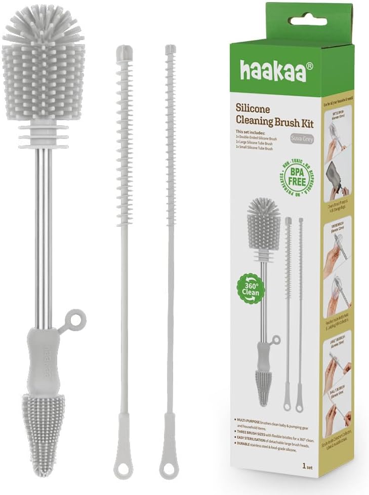Haakaa Kit de cepillo de limpieza de silicona de grado alimenticio...