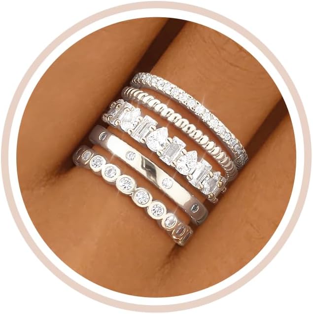 Anillos apilables de oro para mujer, no se deslustra, chapados en o...