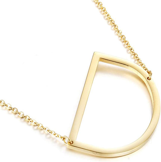 MOMOL - Collar con dije de inicial inclinada de acero inoxidable, c...