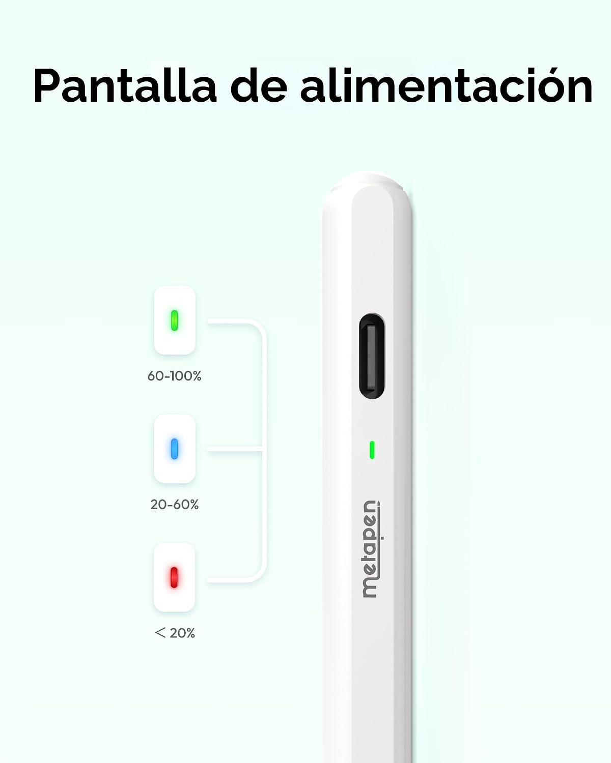 Metapen Lápiz Air8 para Apple iPad 2018-2025, (batería de 20 horas)...