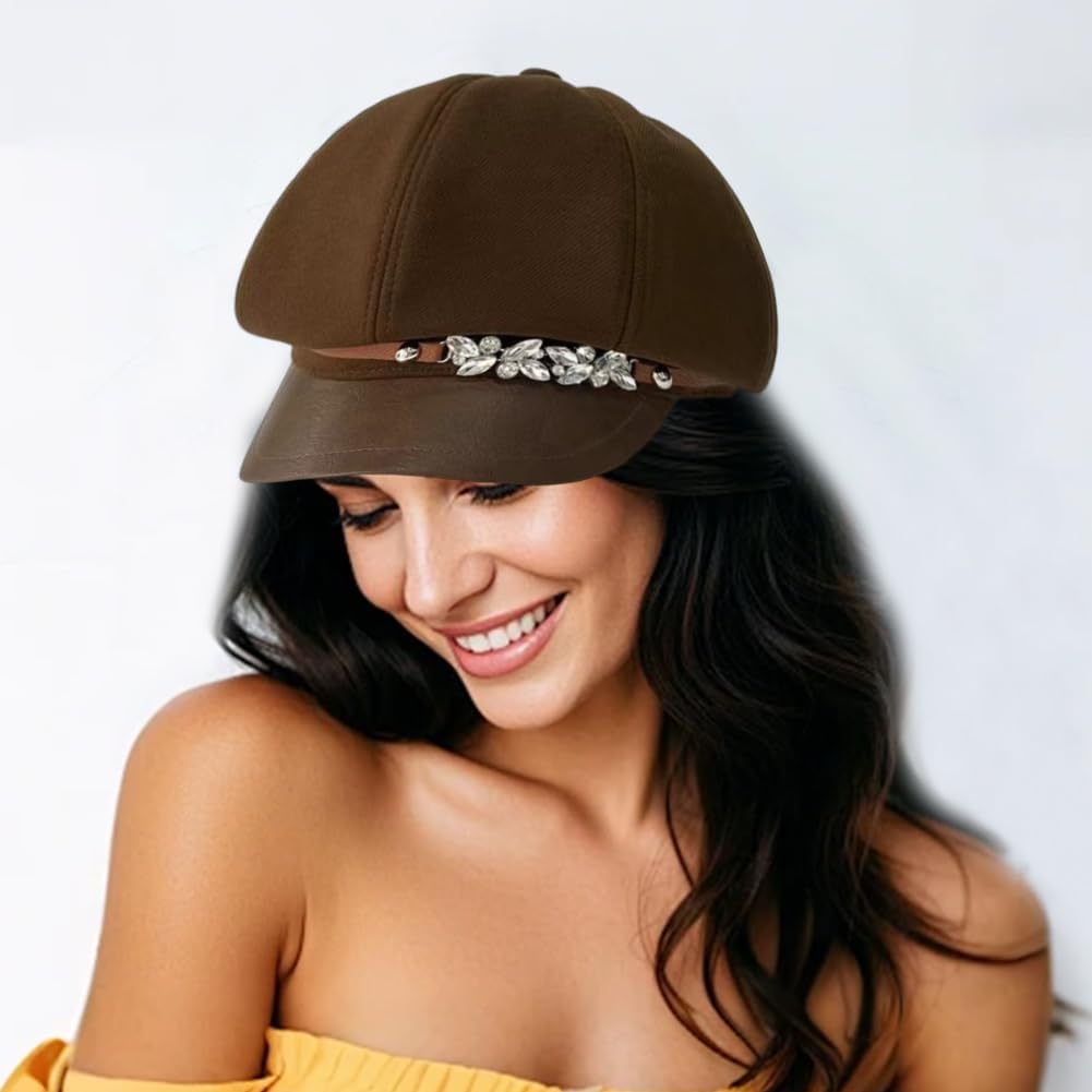 Besforta Gorra Newsboy para mujer, boina de taxista de moda frances...