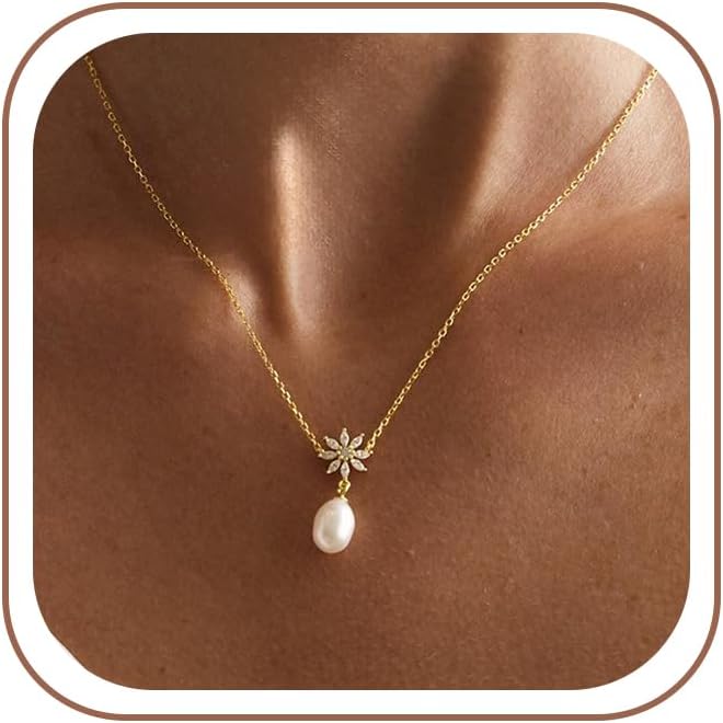Decholly - Collares de perlas doradas para mujer, a la moda. Collar...
