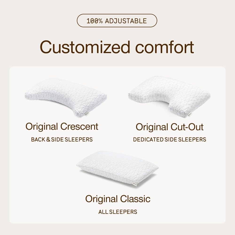 Coop Home Goods Almohada ajustable original Crescent, almohadas de...
