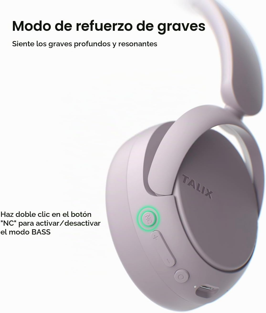 TALIX H30 Auriculares híbridos con cancelación activa de ruido, 110...