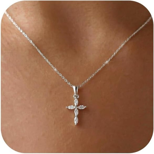 KISSCLOUD - Collar con dije de cruz para mujer, delicado, chapado e...