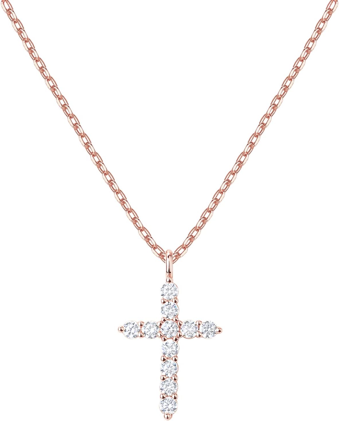 PAVOI Collar de cruz de circonita cúbica chapada en oro de 14 quila...