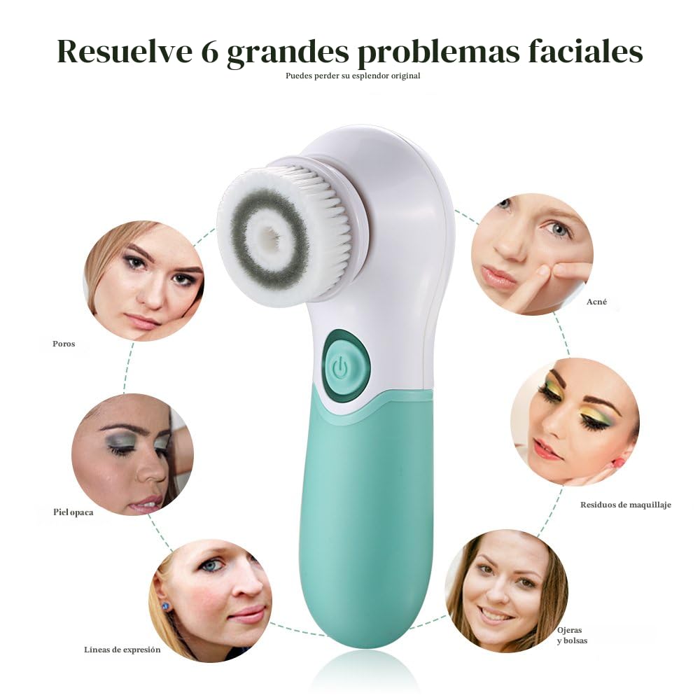 Cepillo de limpieza facial eléctrico exfoliante facial con 3 cabeza...