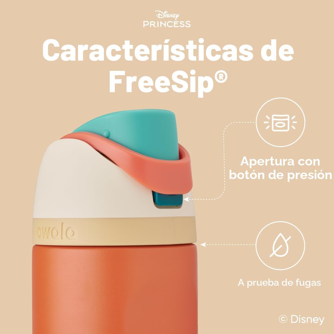 Owala Disney Princess FreeSip Botella de agua aislada de acero inox...