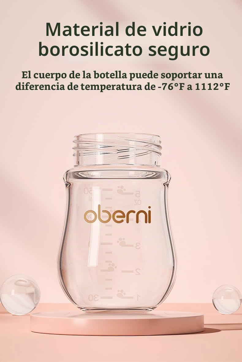 Biberones de Vidrio para Bebé, Biberón Anticólico de Lactancia Mate...