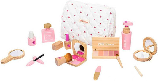 Kit de maquillaje de madera para niños pequeños, juego de belleza d...