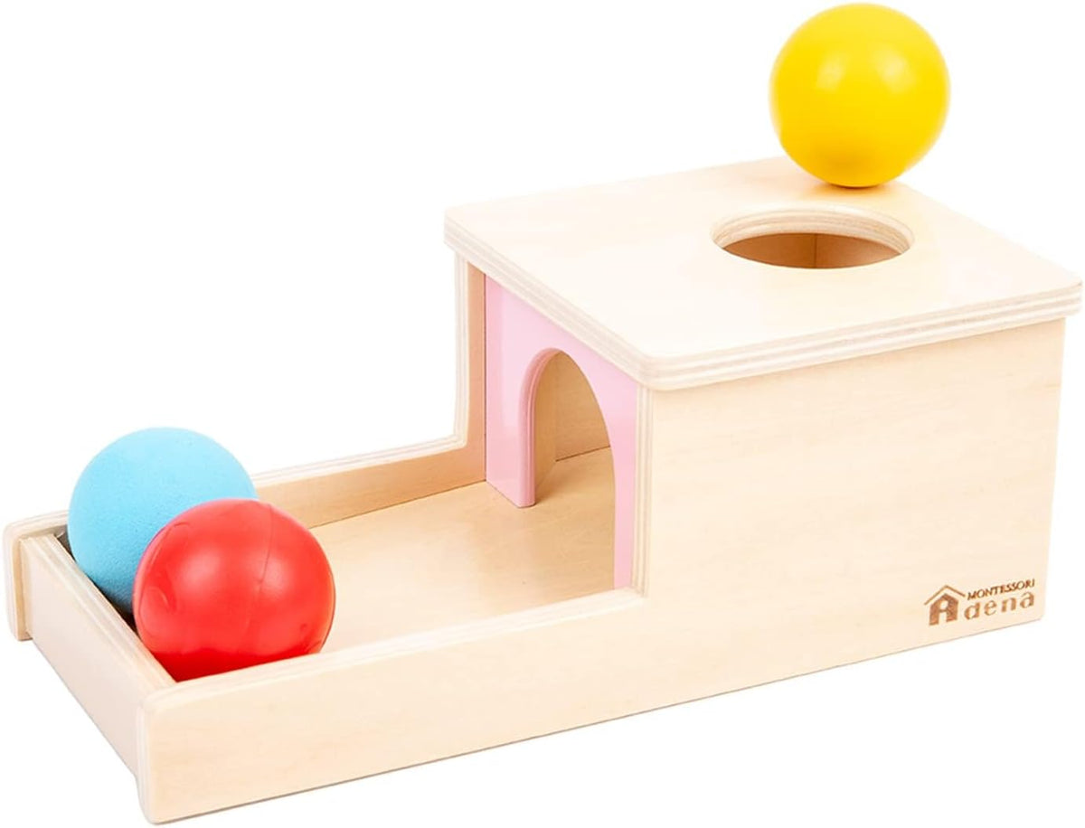Adena Montessori Caja de permanencia de objetos con bandeja y tres...