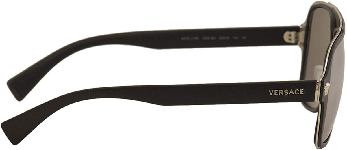 Versace - Gafas de sol para hombre, marco negro, lentes grises oscu...