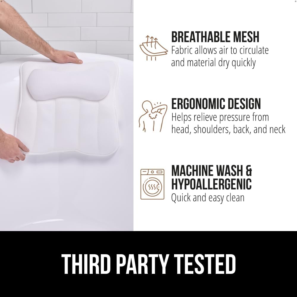 Almohada de baño GORILLA GRIP para tina con potentes ventosas, almo...