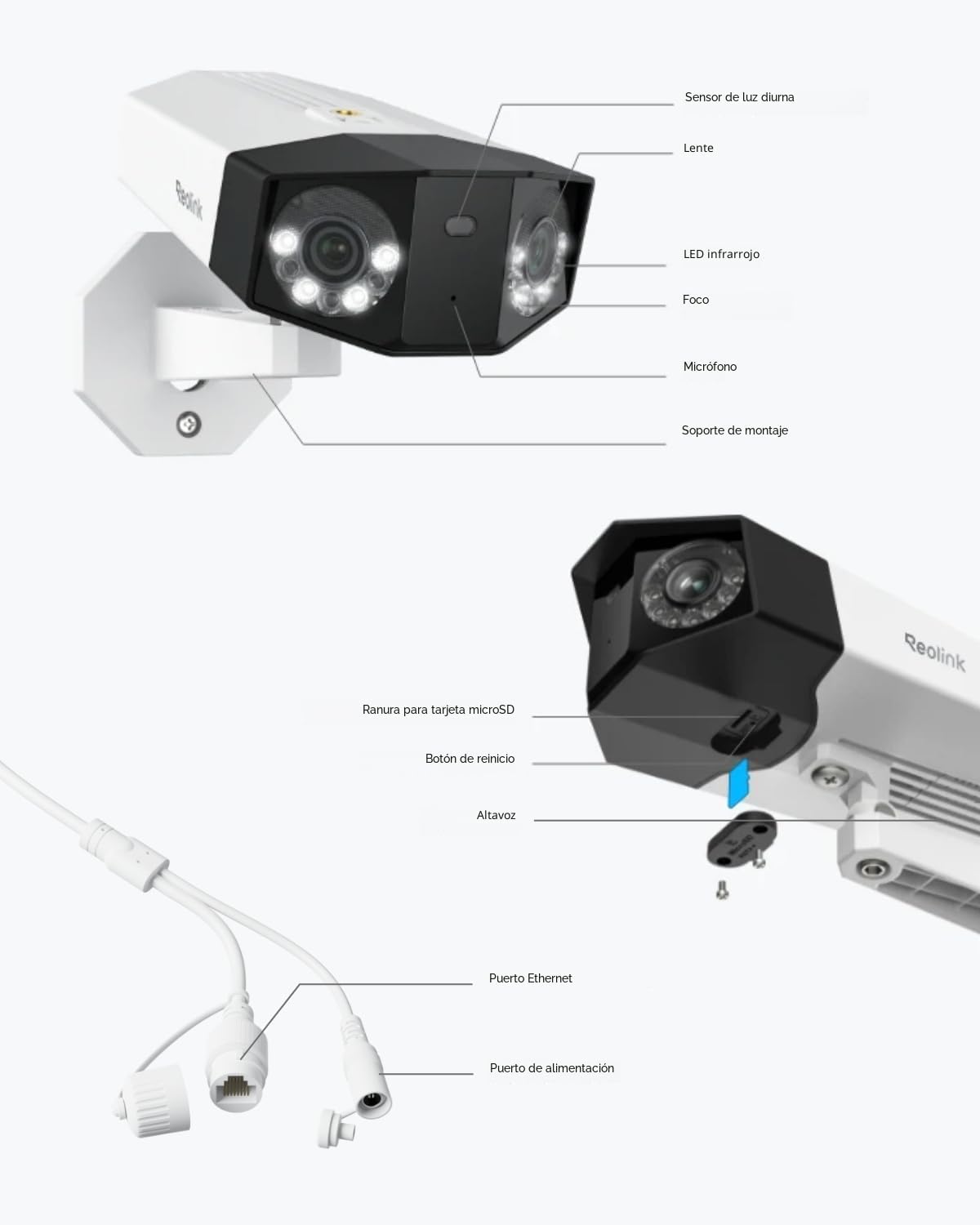 REOLINK Duo 3 PoE 16MP UHD Cámara de Seguridad PoE de Doble Lente c...