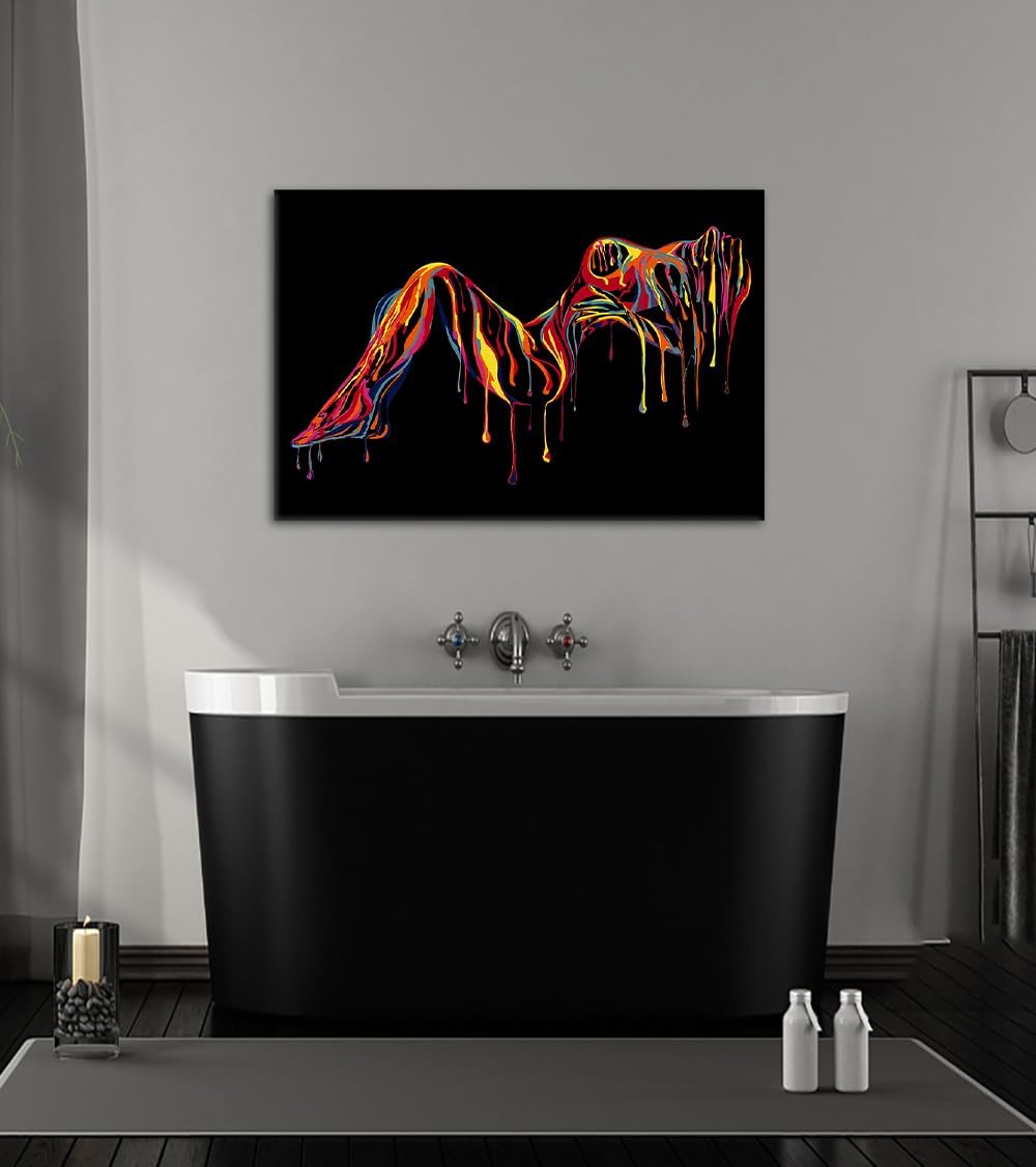Pintura corporal de mujer sexy sobre lienzo, arte de pared, desnudo...