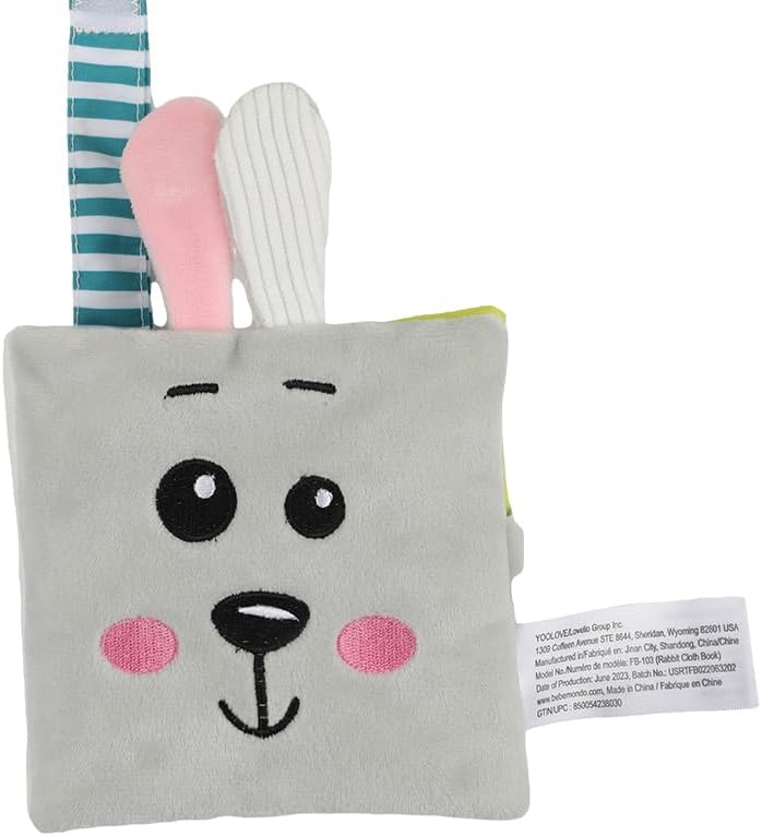 bebe mondo Juguete de conejo con espejo para bebé, libro de tela su...