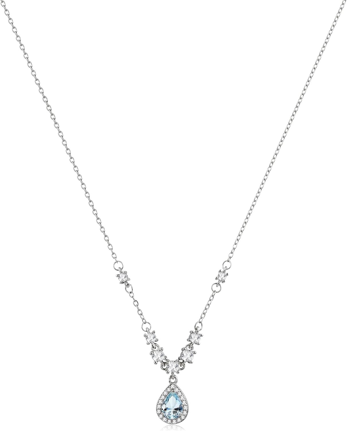 Watforsh Colgante de lágrima de plata con piedra natal de cristal a...