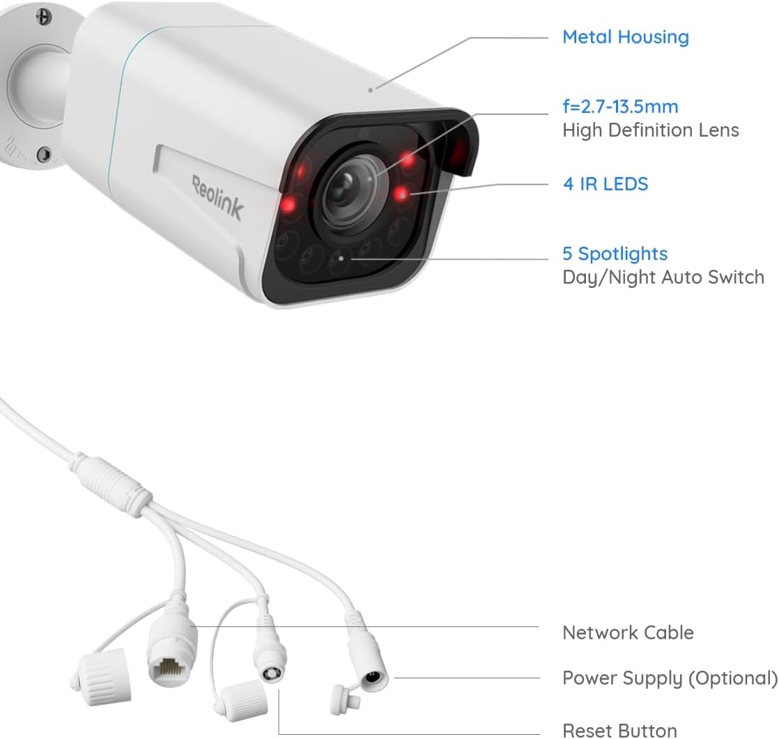 REOLINK Zoom óptico de la cámara de seguridad RLC-811A 5X del PoE,...