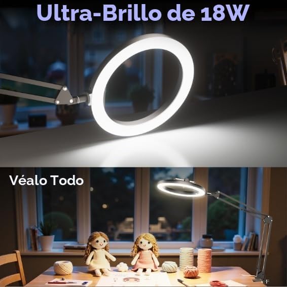 Anillo de luz ultra brillante de 18W para escritorio con soporte de...