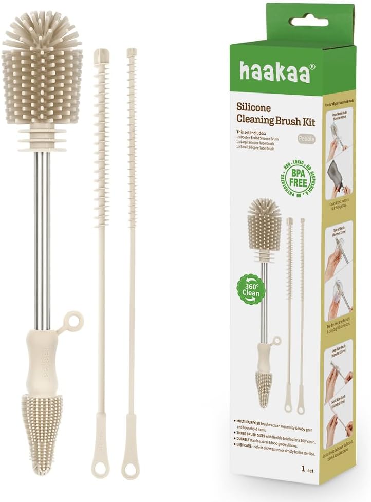 Haakaa Kit de cepillo de limpieza de silicona de grado alimenticio...