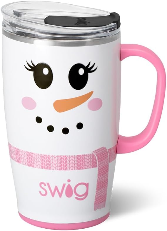 Swig Life - Taza de viaje de 22 onzas con asa y tapa, vaso aislante...