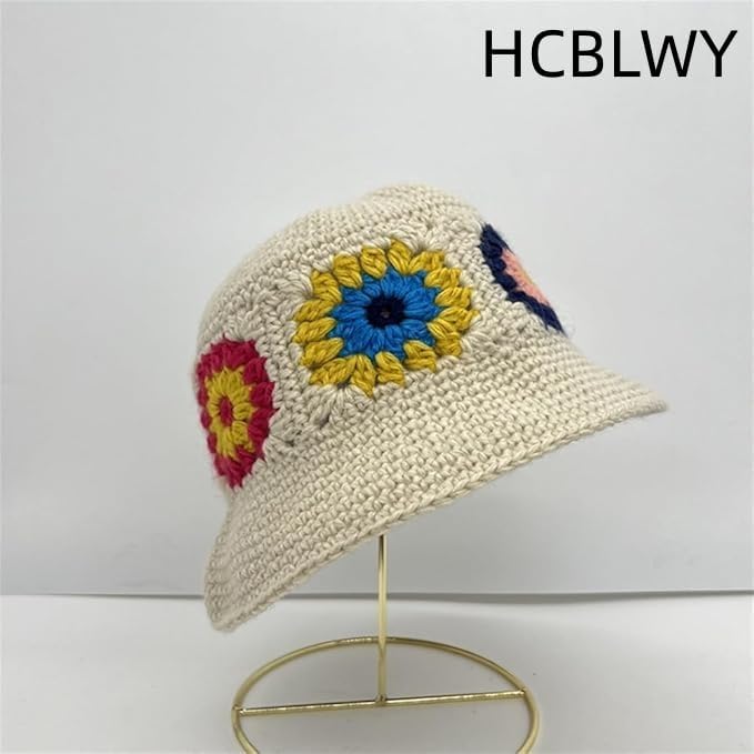HCBLWY Sombrero de pescador de ganchillo hecho a mano, plegable, go...