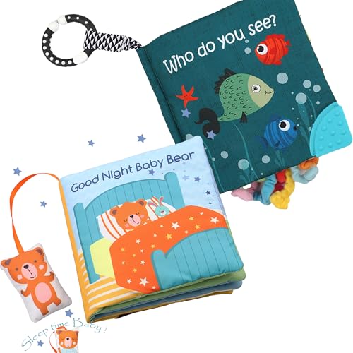 Fish Baby Crinkle Libros con osito de peluche, juguetes para bebés...