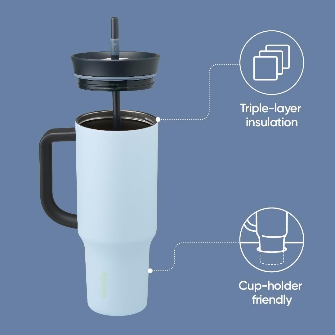 Owala Paquete de vaso aislado de 40 onzas con tapa para beber, popo...