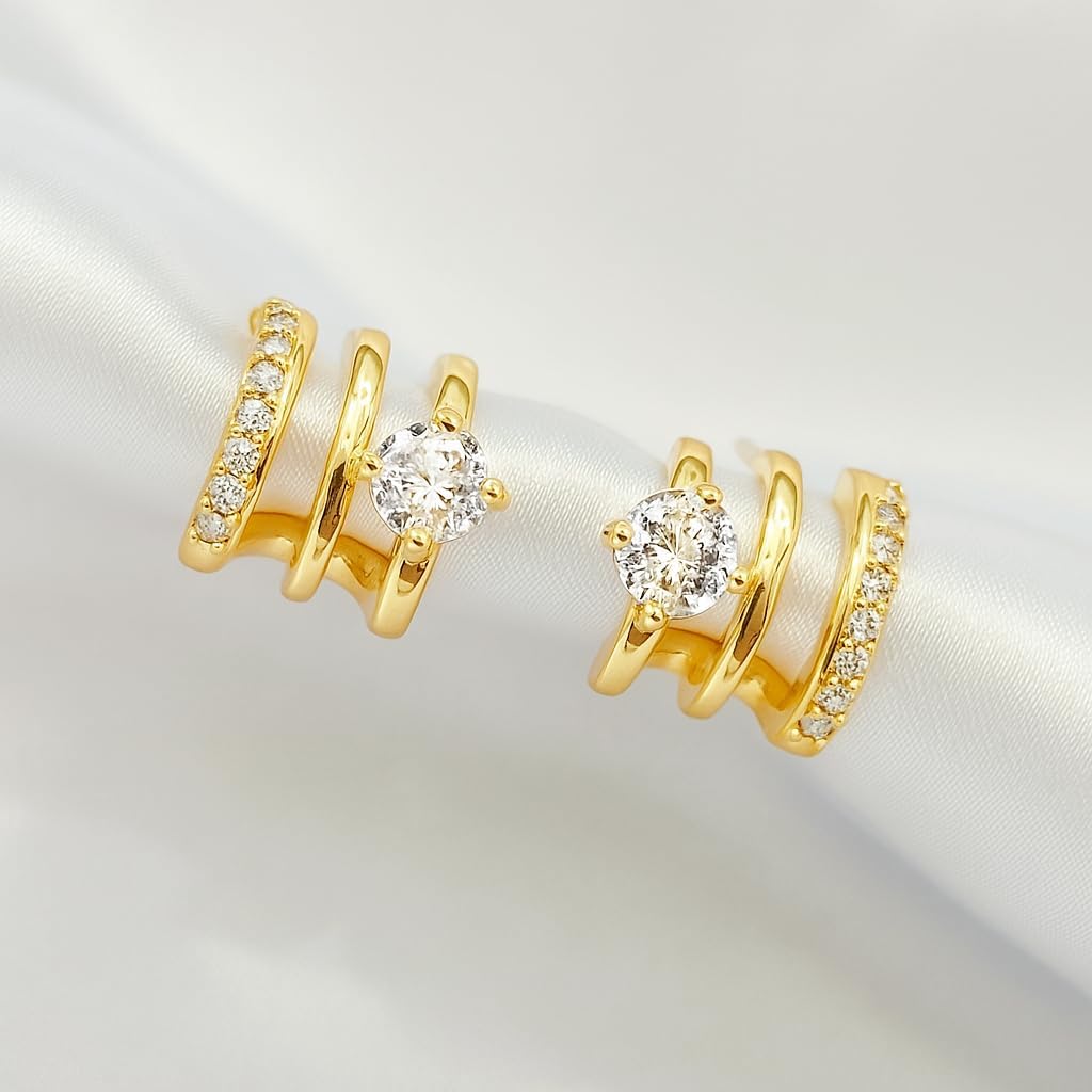 HAXIYA - Aretes de aro chapados en oro de 14 quilates para mujer, a...