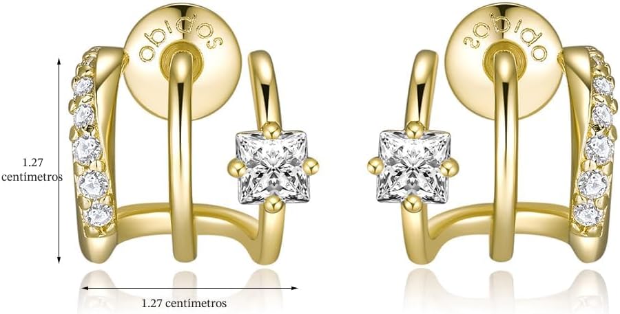 Obidos - Aretes tipo dormilona chapados en oro de 14 quilates que d...