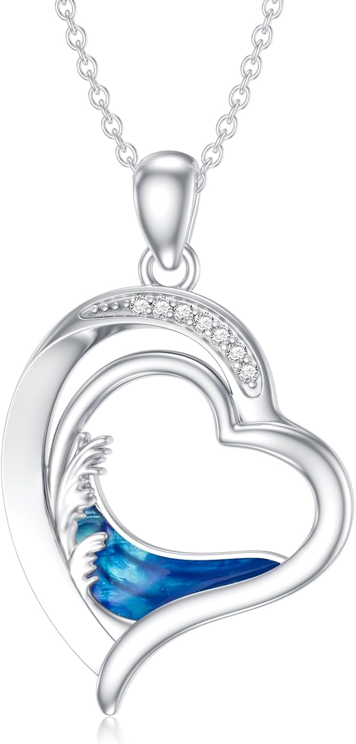 LWXIE Collar de playa de diamantes de plata de ley 925 con dije de...